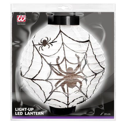 Halloween Lantaarn Zwart Wit Spinnenweb 20cm van Widmann koop je bij Partywinkel
