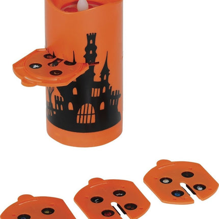 Halloween Led Projector Oranje Kaars 16cm - Partywinkel - 8434077190548