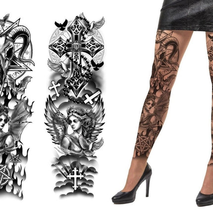 Halloween Legging Zwart Tattoos - Partywinkel - 8434077168134