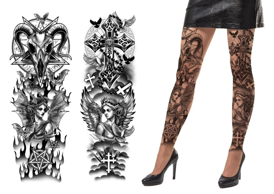 Halloween Legging Zwart Tattoos - Partywinkel - 8434077168134