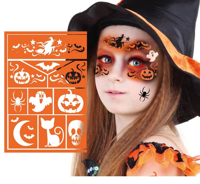 Halloween Make Up Sjabloon Heks 20cm - Partywinkel - 8434077159040