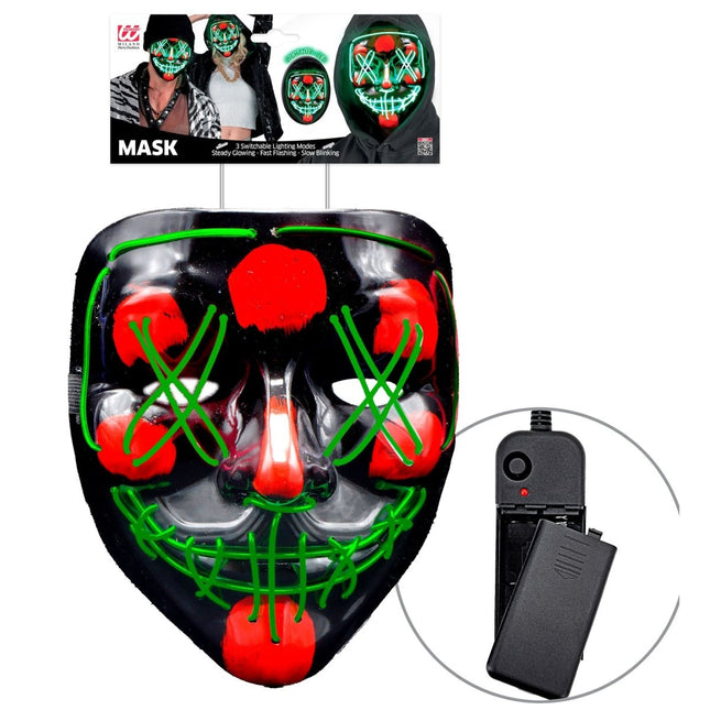 Halloween Masker Groen Met Licht van Widmann koop je bij Partywinkel