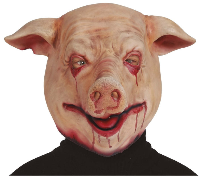 Halloween Masker Rood Roze Varken - Partywinkel - 8434077205426