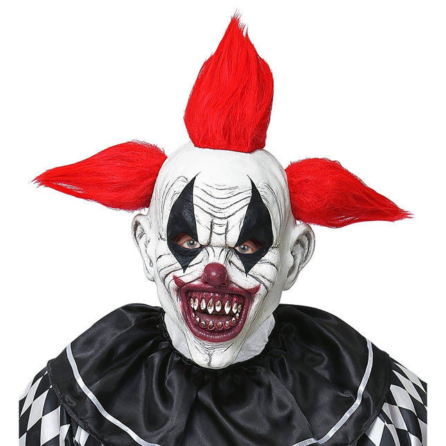 Halloween Masker Rood Wit Clown van Widmann koop je bij Partywinkel