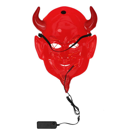 Halloween Masker Rood Zwart Duivel van Boland koop je bij Partywinkel
