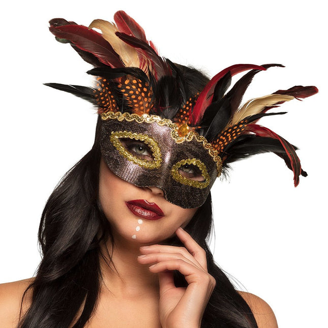Halloween Masker Voodoo Veren van Boland koop je bij Partywinkel