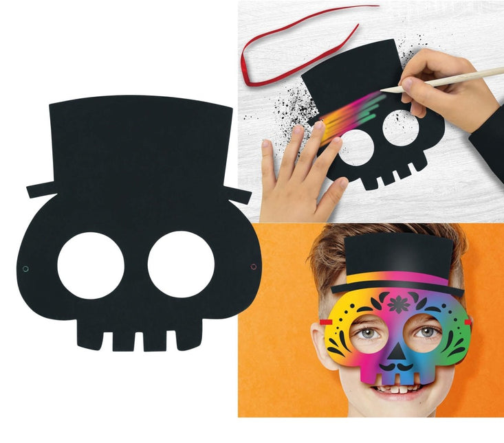 Halloween Maskers Zwart Kleuren 20cm 6st - Partywinkel - 8434077315125