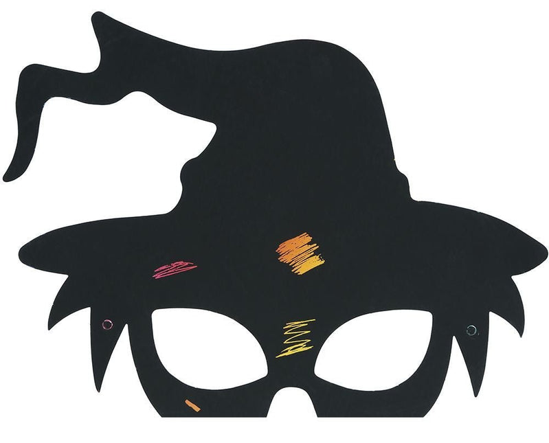 Halloween Maskers Zwart Kleuren 20cm 6st - Partywinkel - 8434077315125