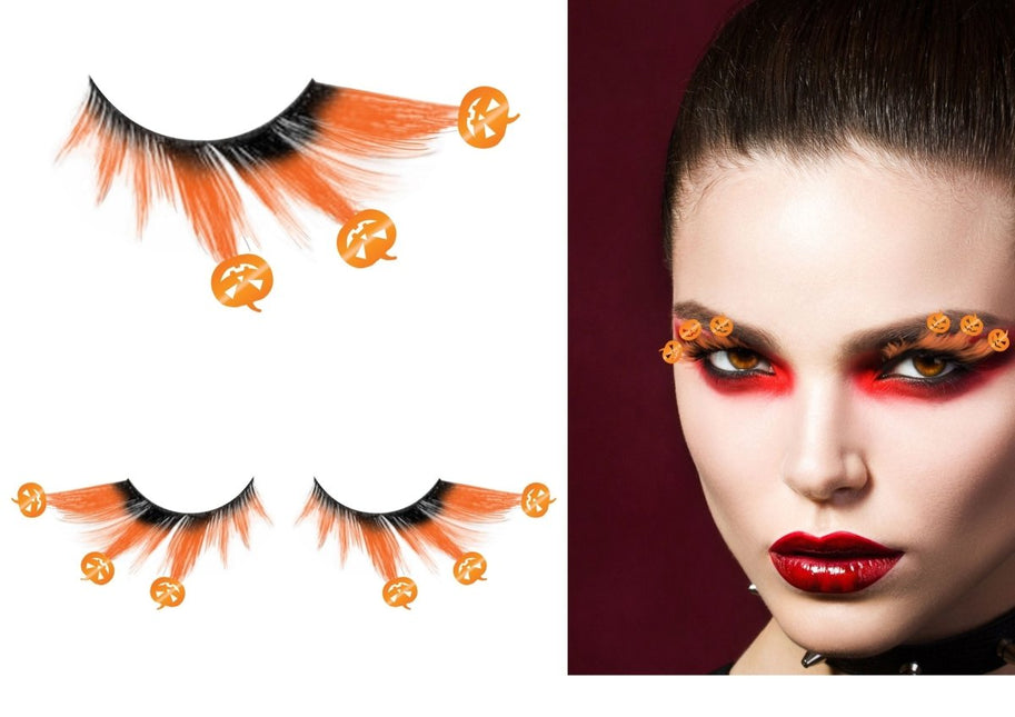 Halloween Nep Wimpers Pompoenen - Partywinkel - 8434077150887