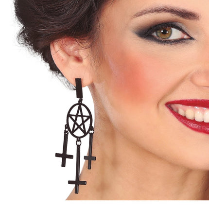 Halloween Oorbellen Kruis 8cm - Partywinkel - 8434077249437