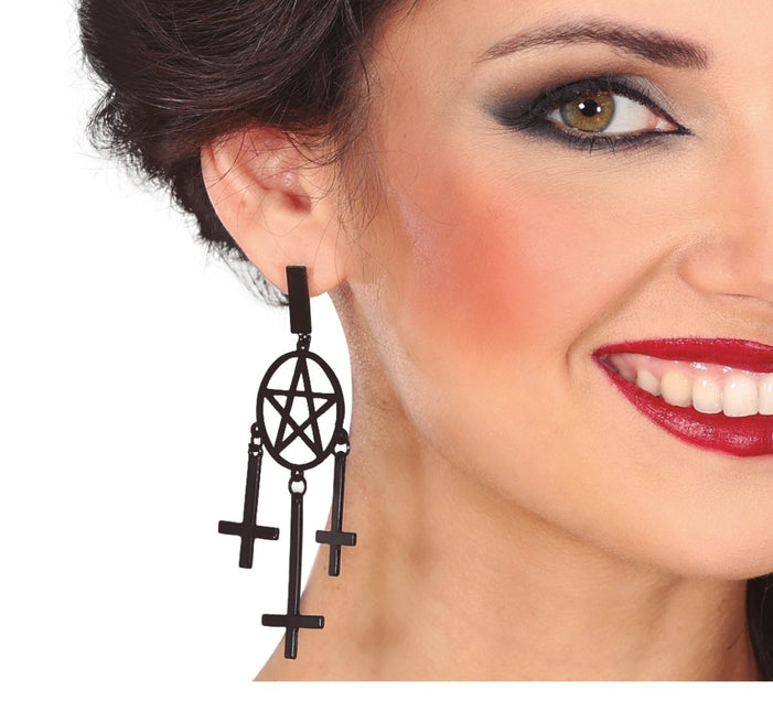 Halloween Oorbellen Kruis 8cm - Partywinkel - 8434077249437