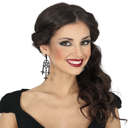 Halloween Oorbellen Kruis 8cm - Partywinkel - 8434077249437