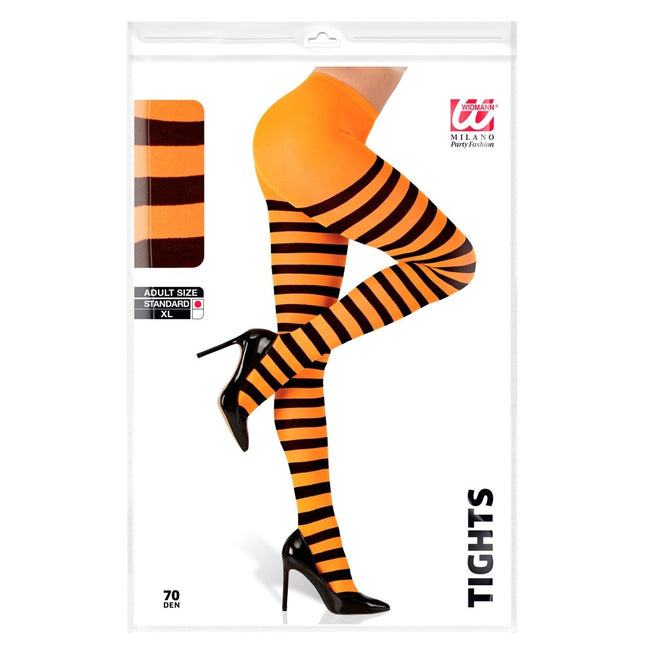 Halloween Panty Zwart Oranje Gestreept van Widmann koop je bij Partywinkel