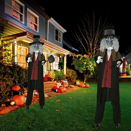 Halloween Pop Begrafenisondernemer Met Licht, Geluid En Beweging 2,3m van Fiestas Guirca koop je bij Partywinkel