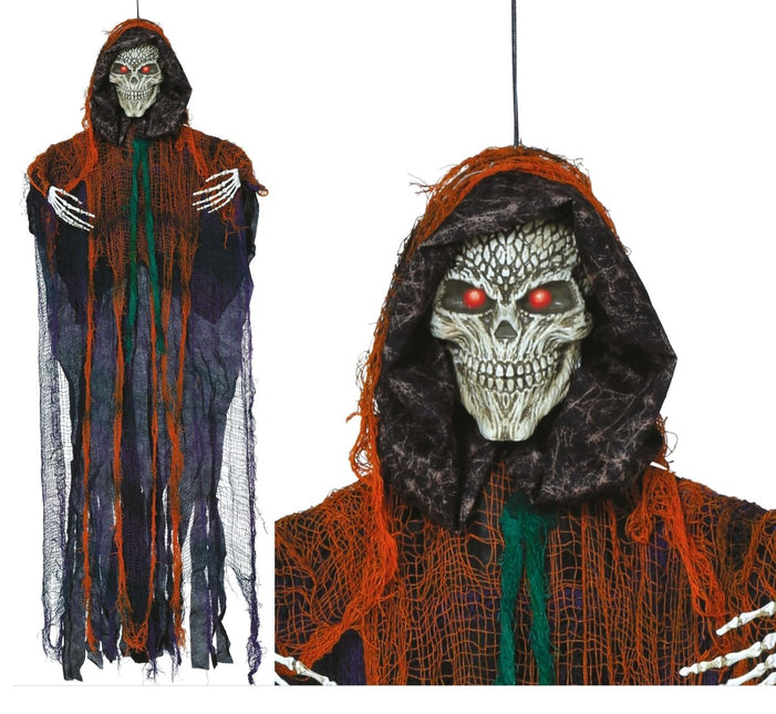 Halloween Pop Gekleurd Skelet Met Licht, Geluid En Beweging 1,2m - Partywinkel - 8434077248942