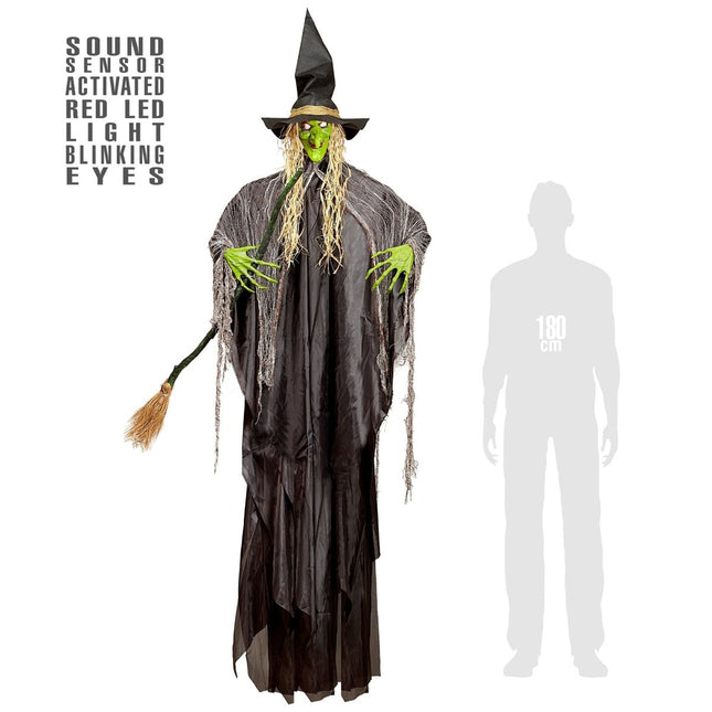 Halloween Pop Heks Met Licht En Geluid 2,4m van Widmann koop je bij Partywinkel