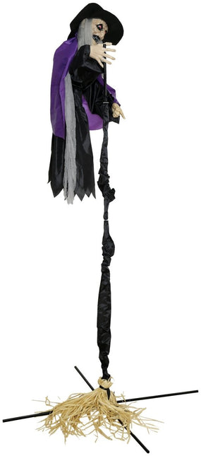 Halloween Pop Vliegende Heks Met Licht, Geluid En Beweging 2,25m van Fiestas Guirca koop je bij Partywinkel