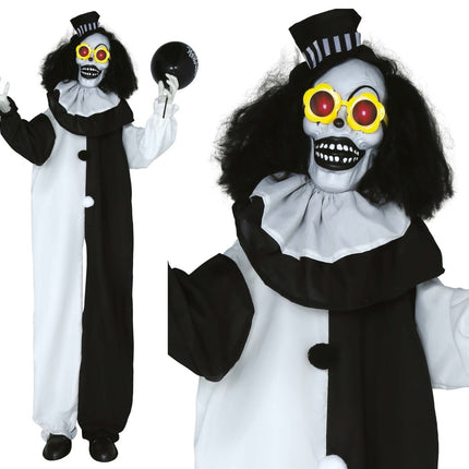Halloween Pop Zwart Wit Clown Met Licht En Geluid 1,7m van Fiestas Guirca koop je bij Partywinkel