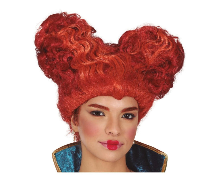 Halloween Pruik Bruin Hartvormige Middeleeuwse Krullen - Partywinkel - 8434077480700