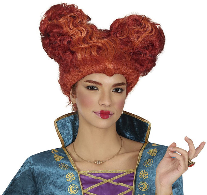 Halloween Pruik Bruin Hartvormige Middeleeuwse Krullen - Partywinkel - 8434077480700