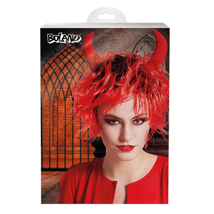 Halloween Pruik Gekruld Rood van Boland koop je bij Partywinkel