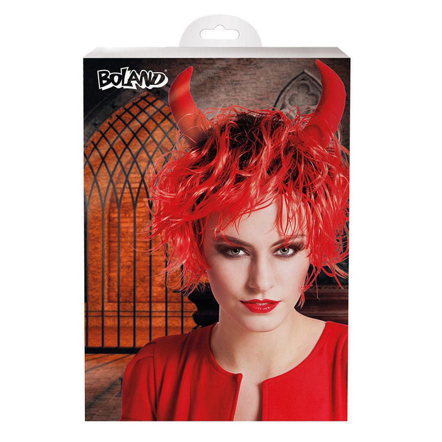 Halloween Pruik Gekruld Rood van Boland koop je bij Partywinkel