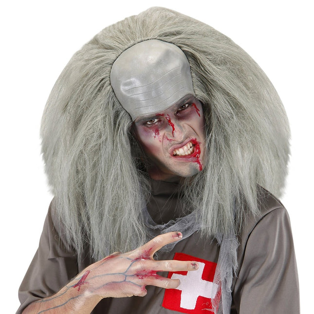 Halloween Pruik Grijs Zombie Kaal van Widmann koop je bij Partywinkel