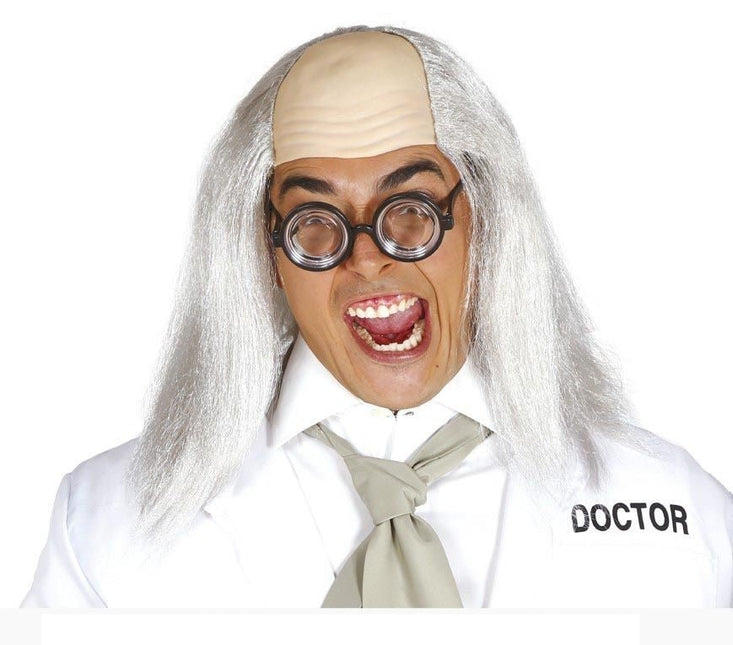 Halloween Pruik Half Kaal Grijs van Fiestas Guirca koop je bij Partywinkel