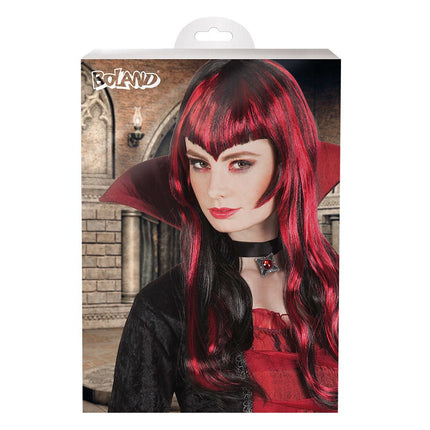 Halloween Pruik Lang Haar Rood Zwart van Boland koop je bij Partywinkel