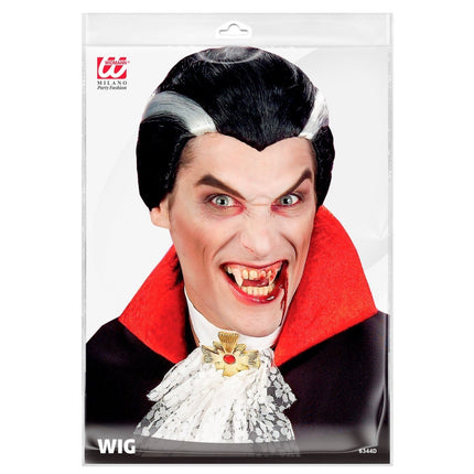 Halloween Pruik Wit Zwart Heren Vampier van Widmann koop je bij Partywinkel