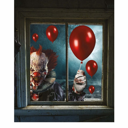 Halloween Raamdecoratie Stickers Clown van Fiestas Guirca koop je bij Partywinkel