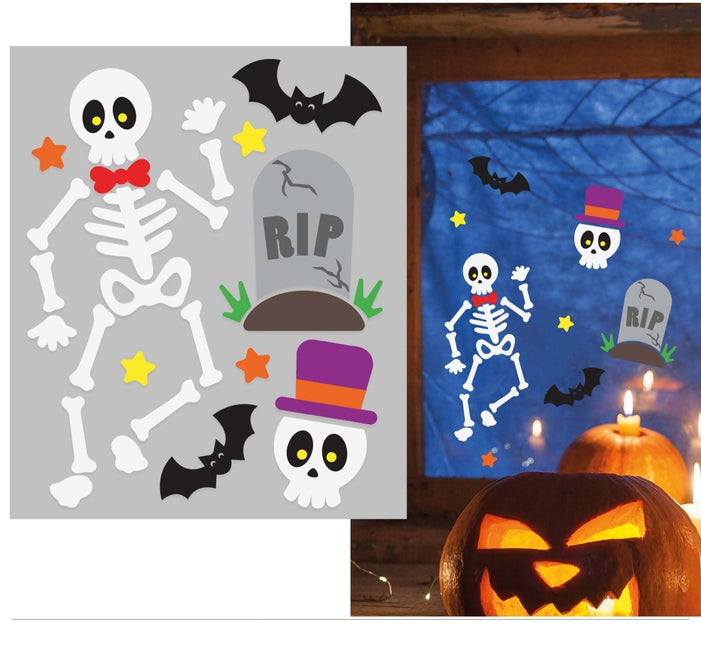 Halloween Raamsticker Skelet 25cm - Partywinkel - 8434077269053