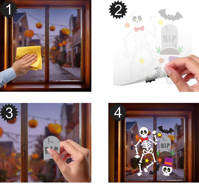 Halloween Raamsticker Skelet 25cm - Partywinkel - 8434077269053