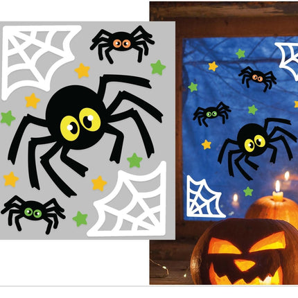 Halloween Raamsticker Spinnen En Spinnenweb 25cm - Partywinkel - 8434077269084