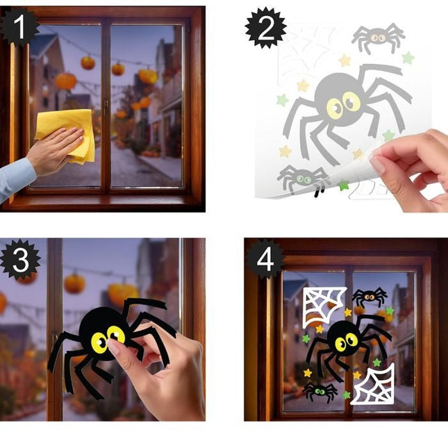 Halloween Raamsticker Spinnen En Spinnenweb 25cm - Partywinkel - 8434077269084