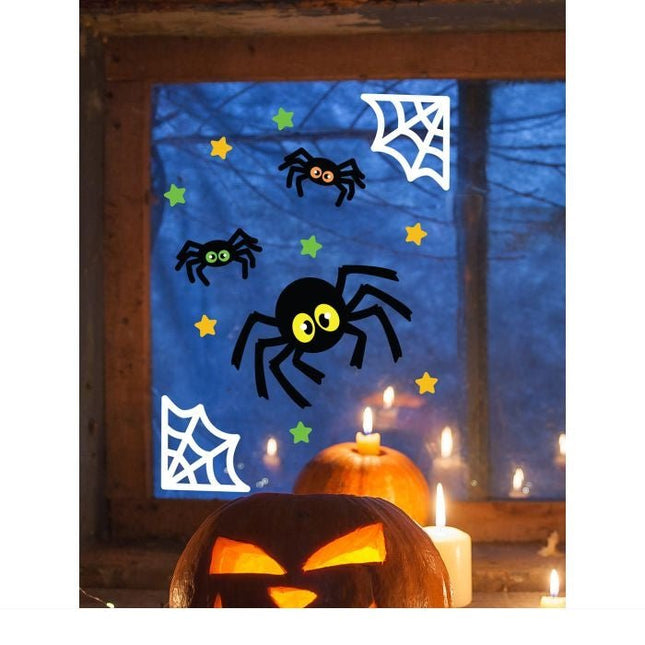 Halloween Raamsticker Spinnen En Spinnenweb 25cm - Partywinkel - 8434077269084