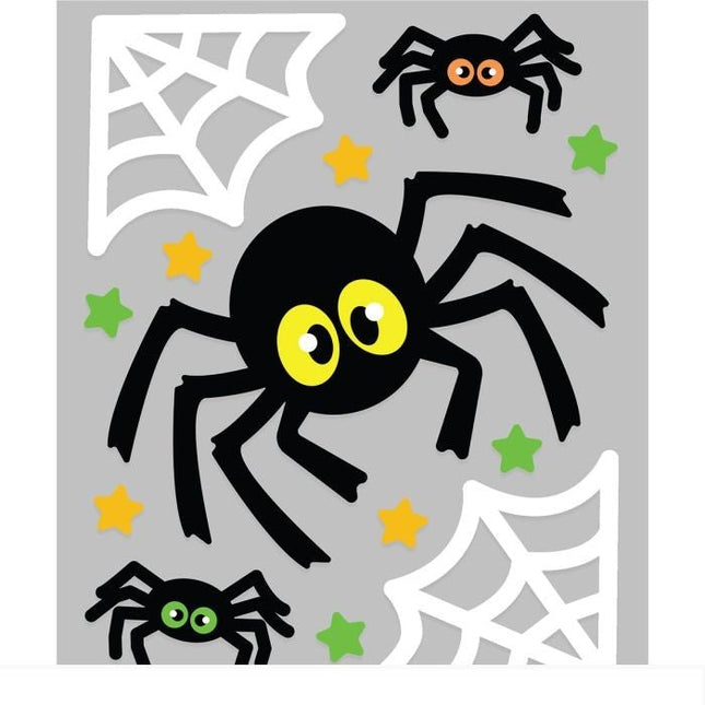 Halloween Raamsticker Spinnen En Spinnenweb 25cm - Partywinkel - 8434077269084