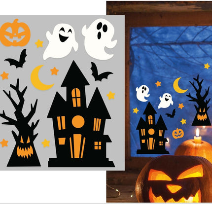 Halloween Raamsticker Zwart Oranje 25cm - Partywinkel - 8434077269077