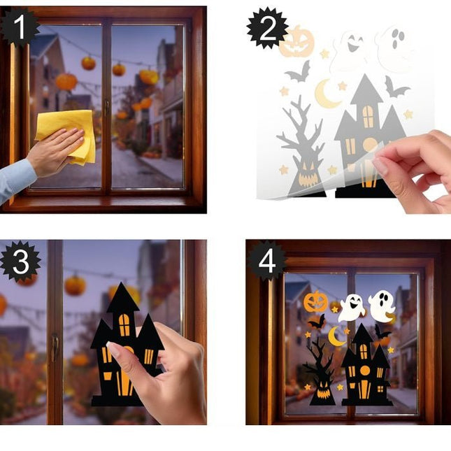 Halloween Raamsticker Zwart Oranje 25cm - Partywinkel - 8434077269077