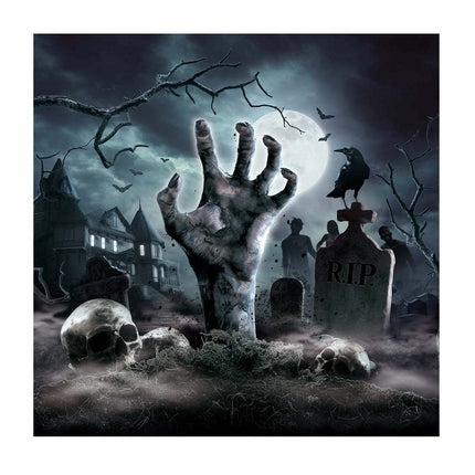 Halloween Servetten Kerkhof 33cm 12st van Fiestas Guirca koop je bij Partywinkel