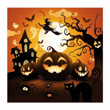 Halloween Servetten Pompoen 33cm 12st van Fiestas Guirca koop je bij Partywinkel