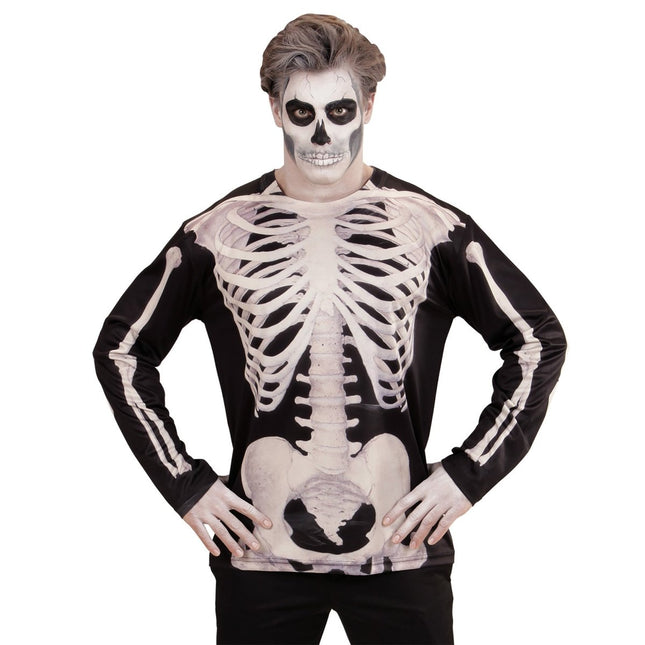 Halloween Shirt Heren Skelet van Widmann koop je bij Partywinkel