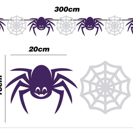 Halloween Slinger Spinnen En Spinnenweb 3m - Partywinkel - 8434077267967