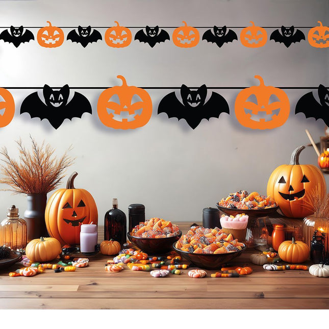 Halloween Slinger Zwart Oranje 3m - Partywinkel - 8434077267981