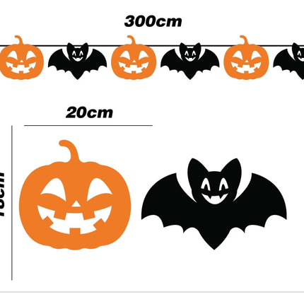 Halloween Slinger Zwart Oranje 3m - Partywinkel - 8434077267981