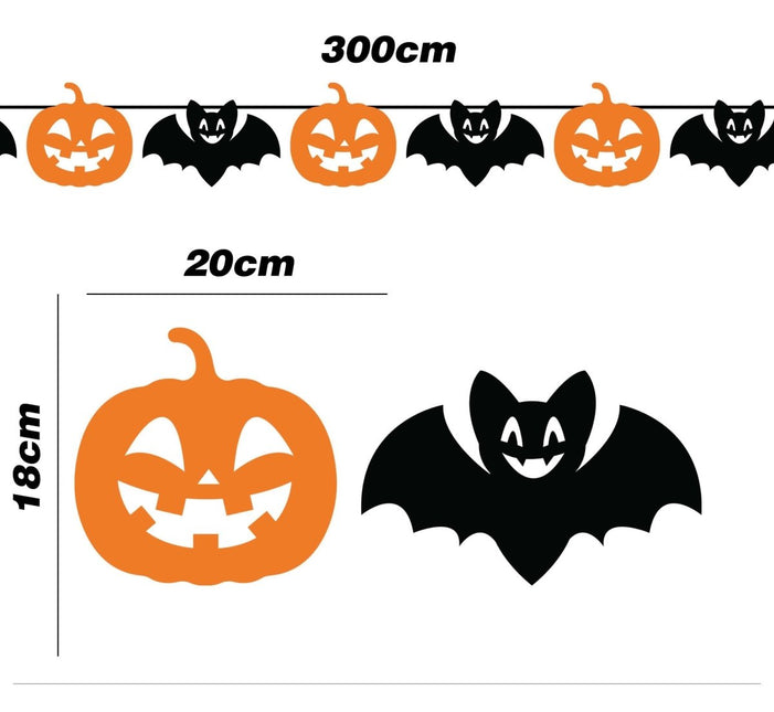 Halloween Slinger Zwart Oranje 3m - Partywinkel - 8434077267981