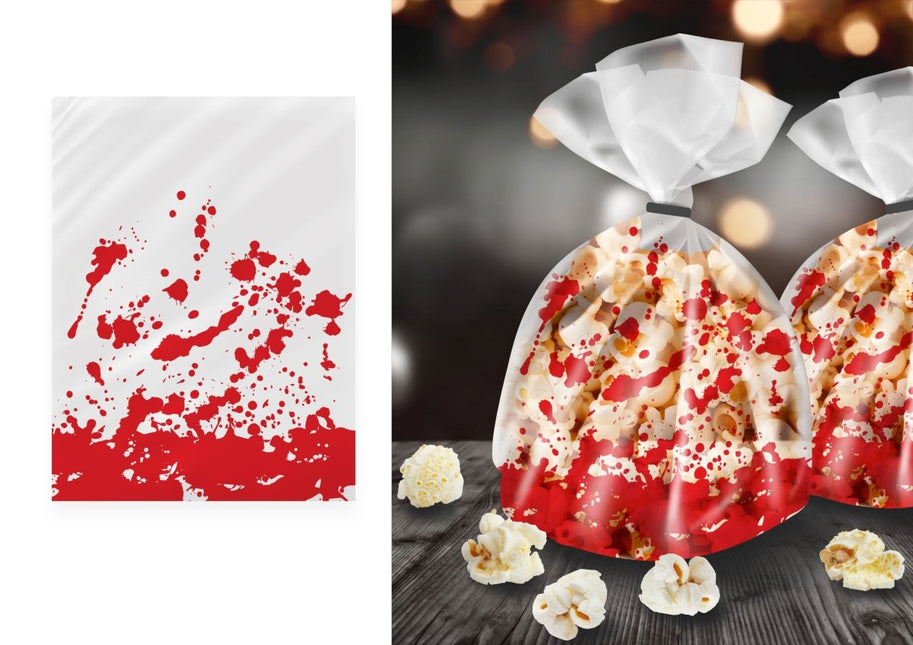 Halloween Snoepzak Doorzichtig Met Bloed 22cm 20st van Fiestas Guirca koop je bij Partywinkel