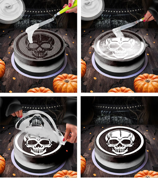 Halloween Taartsjabloon Schedel 25cm - Partywinkel - 8434077269695