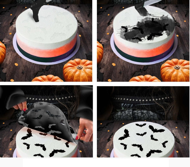 Halloween Taartsjabloon Vleermuizen 25cm - Partywinkel - 8434077269701