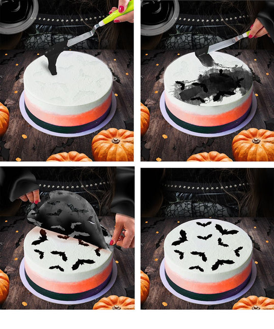 Halloween Taartsjabloon Vleermuizen 25cm - Partywinkel - 8434077269701
